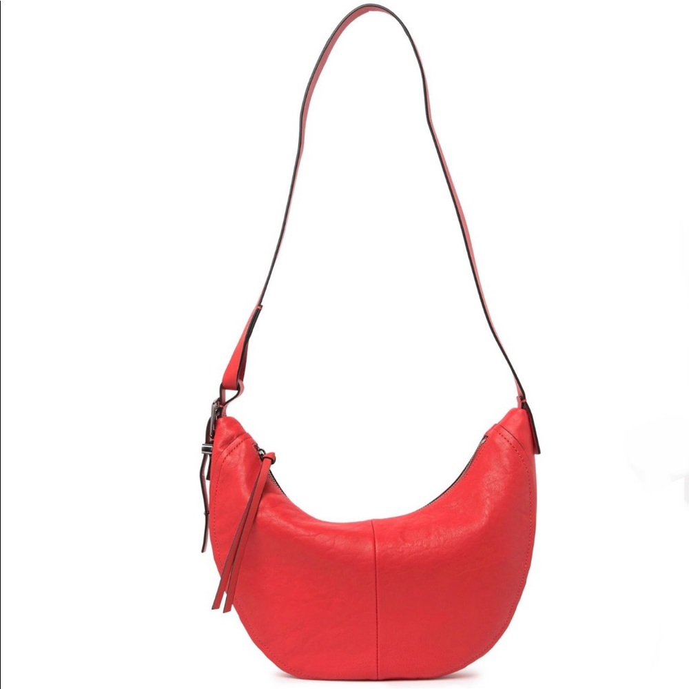 New Vince Camuto Red Leather Hobo Crossbody Bag